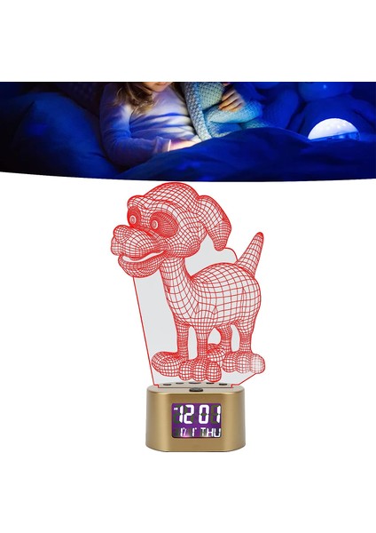 Akrilik Başucu Lambası, Masa Standlı Rgb 3D Çalar Saat Başucu Lambası (Yurt Dışından)