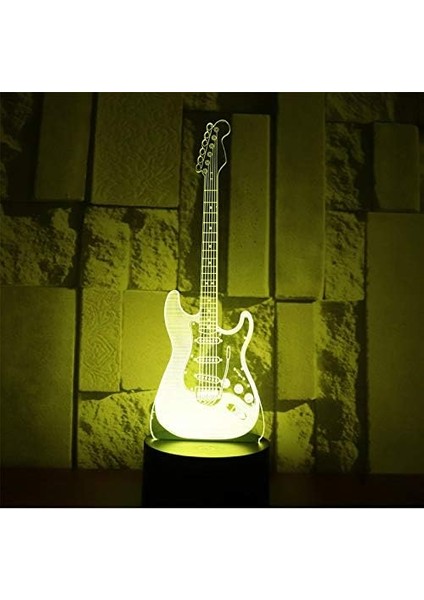 3D Gece Lambası Renk Değişimi Çocuklar LED Gece Lambası 3D LED Gece Lambası 7 Renk Işıklı Zarif Elektro Gitar Ev Dekoru Işığı Inanılmaz Enstrüman Müzik (Yurt Dışından)