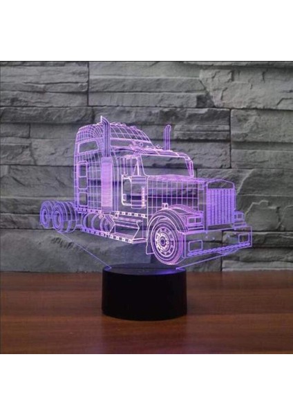 7 Renkli USB Değişen 3D Illusion Masa Lambası Kamyon Hediye Yatak Odası Deco Için Dokunmatik Düğme ile LED Gece Lambası (Yurt Dışından) fırsatları