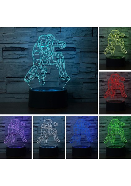 3D Illusion LED Gece Işığı, Görsel Yaratıcı 7 Renk Kademeli Değişen Dokunmatik Anahtar Tatil Hediyeleri Veya Ev Dekorasyonu Için USB Masa Lambası (Süper Kahramanlar 3) (Yurt Dışından)