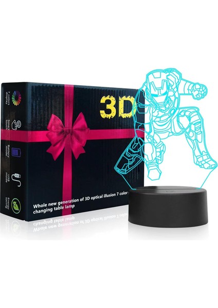 3D Illusion LED Gece Işığı, Görsel Yaratıcı 7 Renk Kademeli Değişen Dokunmatik Anahtar Tatil Hediyeleri Veya Ev Dekorasyonu Için USB Masa Lambası (Süper Kahramanlar 3) (Yurt Dışından) fiyatları