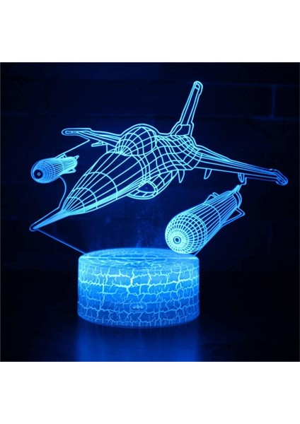 Erkek Için Savaş Uçağı 3D Gece Lambası 16 Renkler Kız Odası Dekor Illusion LED Lamba USB Savaş Jeti Şekil Uygun Çocuklar Hayranlar Noel Hediyeleri (Çatlak) (Yurt Dışından)