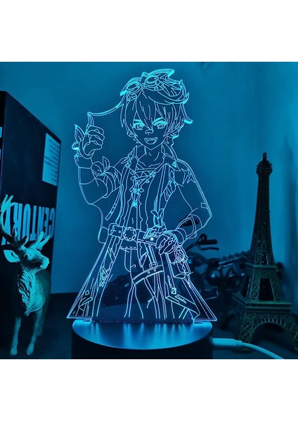 3D LED Gece Işığı Lambası Genshin Impact Bennett Akrilik LED Lamba Oyunu (Yurt Dışından)