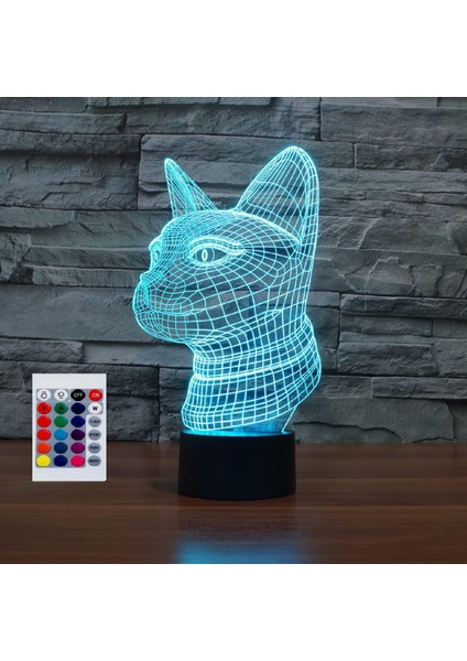 Çocuklar Için Gece Lambası 3D Kitty LED Lamba Uzaktan Kumandalı 16 Renk Değiştirme Noel Doğum Günü Hediyesi Çocuk Için (Yurt Dışından)