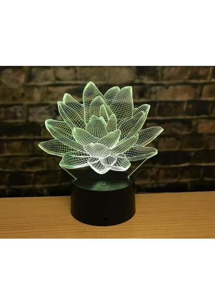 3D Lotus Çiçeği Gece Lambası Illusion Gece Lambası 16 Renk Değiştirme Masa Masa Dekorasyon Lambaları Hediye Akrilik Düz Abs Taban USB Kablosu Oyuncak (Yurt Dışından)