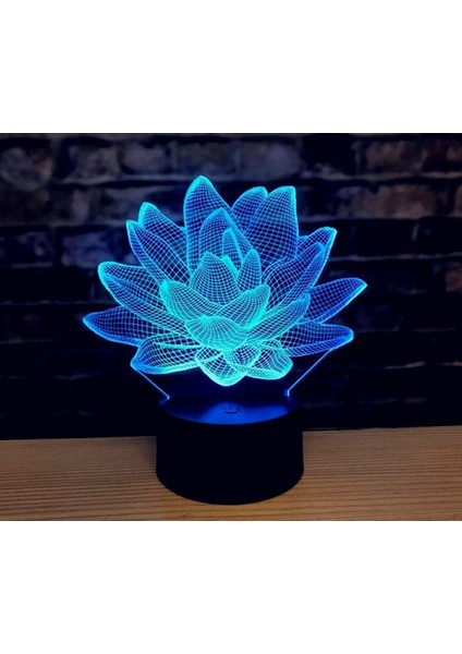 3D Lotus Çiçeği Gece Lambası Illusion Gece Lambası 16 Renk Değiştirme Masa Masa Dekorasyon Lambaları Hediye Akrilik Düz Abs Taban USB Kablosu Oyuncak (Yurt Dışından)