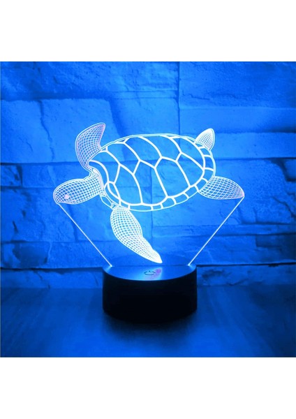 3D Kaplumbağa Gece Lambası LED Lamba Illusion 7 Renk Değiştirme Dokunmatik Anahtar Masa Masa Dekorasyon Lambaları Doğum Günü Hediyesi Akrilik Taban USB Kablosu Oyuncak (Yurt Dışından)