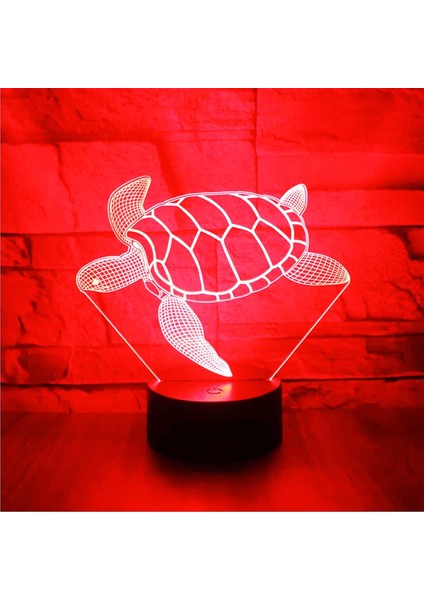 3D Kaplumbağa Gece Lambası LED Lamba Illusion 7 Renk Değiştirme Dokunmatik Anahtar Masa Masa Dekorasyon Lambaları Doğum Günü Hediyesi Akrilik Taban USB Kablosu Oyuncak (Yurt Dışından) fiyatları