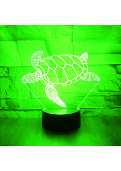 3D Kaplumbağa Gece Lambası LED Lamba Illusion 7 Renk Değiştirme Dokunmatik Anahtar Masa Masa Dekorasyon Lambaları Doğum Günü Hediyesi Akrilik Taban USB Kablosu Oyuncak (Yurt Dışından) modelleri