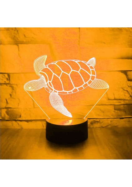 3D Kaplumbağa Gece Lambası LED Lamba Illusion 7 Renk Değiştirme Dokunmatik Anahtar Masa Masa Dekorasyon Lambaları Doğum Günü Hediyesi Akrilik Taban USB Kablosu Oyuncak (Yurt Dışından) fırsatları