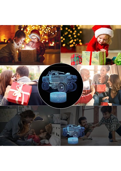 3D Illusion Canavar Kamyon Lambası Optik LED Araba Gece Lambası 7 Renk Değiştirme Masa Lambası, Uzaktan Kumandalı Çocuklar Için Noel Doğum Günü Hediyesi (Araba) (Yurt Dışından) fırsatları