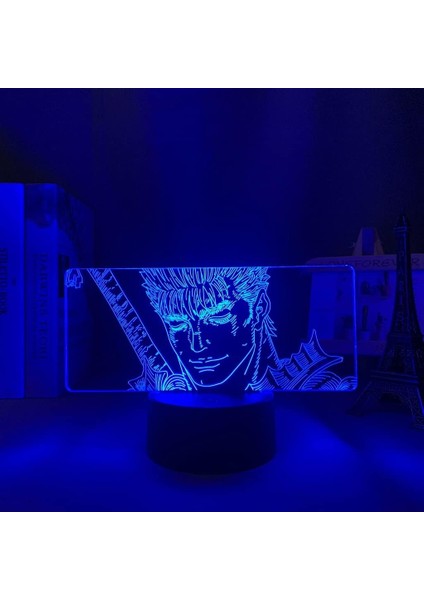 Berserk Guts Anime 3D Boy Için Gece Lambası 16 Renk Kız Odası Dekoru Illusion LED Lamba USB Manga Berserk Guts Şekil Uygun Çocuk Hayranları Yılbaşı Hediyeleri (Yurt Dışından)