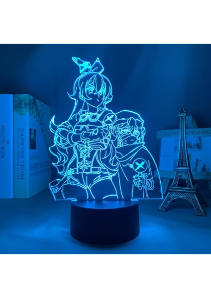 3D LED Gece Işığı Lambası Genshin Impact Amber Akrilik LED Lamba Oyunu (Yurt Dışından)