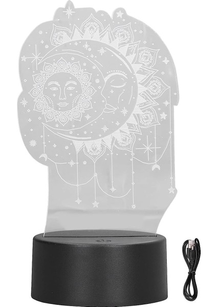 Akrilik 3D Çocuklar Gece Lambası, 3D Masa Lambası 7 Renk Güneş Ay LED Gece Lambası Akrilik Dokunmatik Anahtar Çocuklar Için USB Powered 3D Dekoratif Lamba Hediyeler Ev (Yurt Dışından)