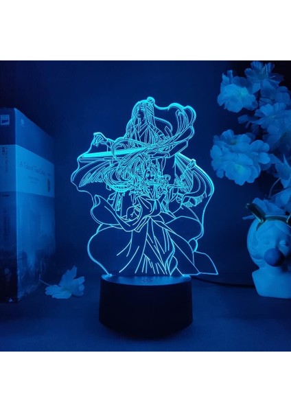 Mo Dao Zu Shi Anime 3D Erkek Için Gece Lambası 16 Renk Kız Odası Dekoru Illusion LED Lamba USB Manga Lan Zhan Şekil Uygun Çocuk Hayranları Yılbaşı Hediyeleri (Siyah Lamba) (Yurt Dışından)