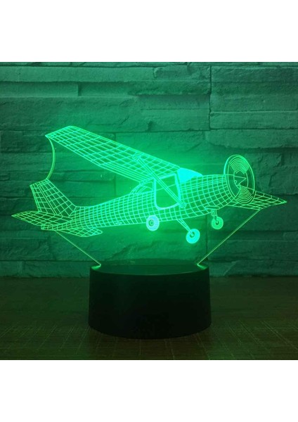 Noel Lambaları 3D Illusion Optik Gece Lambası Uçak, LED Masa Lambası ile Aydınlatma Gece Lambası 16 Renk Dokunsal Kontrol Lambası Başucu Dekorasyonu (Yurt Dışından)