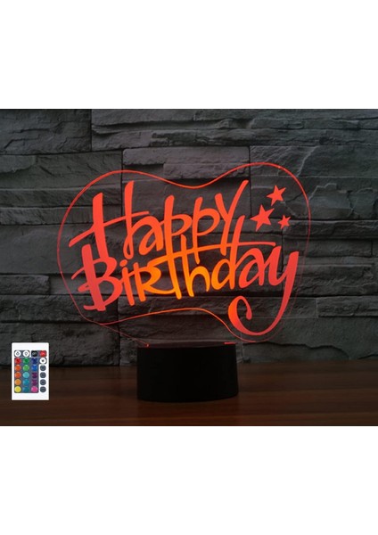 3D Doğum Günün Kutlu Olsun Uzaktan Kumanda 16 Renkli Gece Işıkları Illusion Akrilik LED Doğum Günü Hediyeleri (Yurt Dışından)