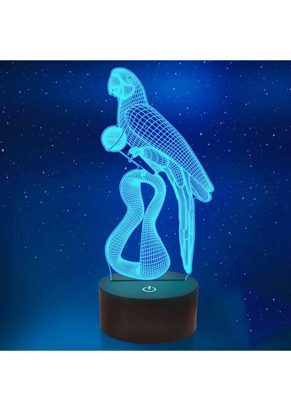 3D Papağan Kuş Gece Işığı Lambası Illusion Gece Lambası 16 Renk Değiştirme Masa Masası Dekorasyon Lambaları Akrilik Düz Abs Tabanlı USB Kablosu Oyuncakla Hediye (Yurt Dışından) modelleri