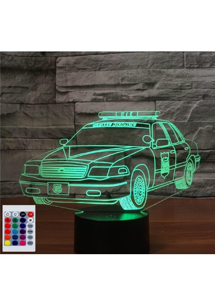 Çocuklar Için Gece Lambası 3D Polis Araba Uzaktan Kumandalı LED Lamba 16 Renk Değiştirme Noel Doğum Günü Hediyesi Çocuk Için (Yurt Dışından)