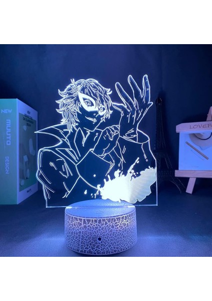 Persona 5 Anime 3D Erkek Için Gece Lambası 16 Renk Kız Odası Dekor Illusion LED Lamba USB Manga Sumire Yoshizawa Şekil Uygun Çocuklar Hayranlar Noel Hediyeleri (Crack) (Yurt Dışından)