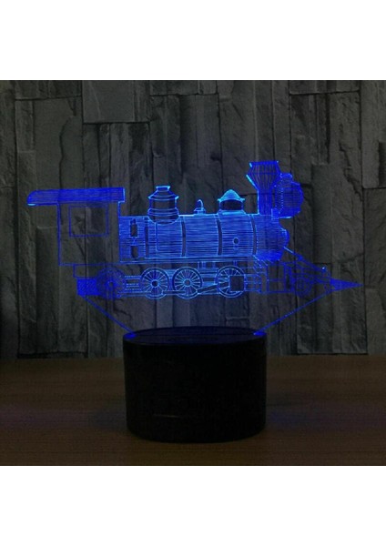 Tren Modeli LED 7 Renk 3D Illüzyon LED Şekil Gece Işıkları Masa Masa Lambası (Yurt Dışından)