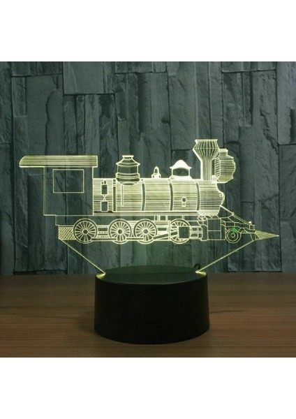 Tren Modeli LED 7 Renk 3D Illüzyon LED Şekil Gece Işıkları Masa Masa Lambası (Yurt Dışından) fırsatları