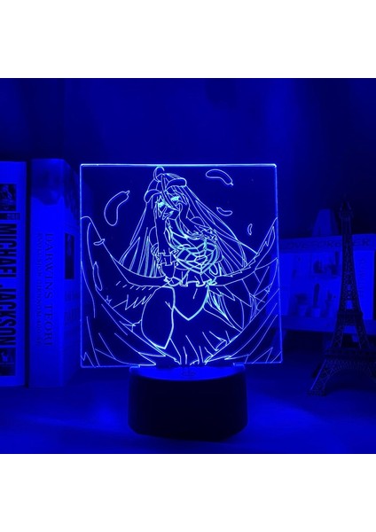 Albedo Derebeyi LED Gece Lambası Yatak Odası Dekoru Için Doğum Günü Hediyesi Nightlight Anime Masa 3D Lamba Albedo Derebeyi (Yurt Dışından)