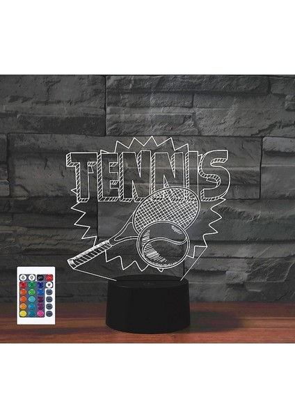 3D Tenis Uzaktan Kumanda 16 Renk Gece Işıkları Illusion Akrilik LED Masa Başucu Lambası (Yurt Dışından)