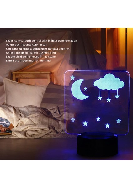 3D Gece Lambası, Çevre Dostu Akrilik 7 Renk USB 3D Lamba Yatak Odası Için Eşsiz Modelleme (Yurt Dışından)