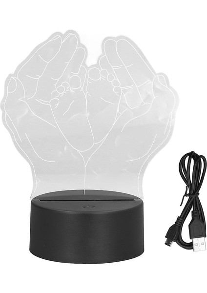 3D Gece Lambası 3D Eller ve Ayaklar Gece Lambası 7 Renk Dokunmatik Kontrol LED Çocuk Odası Gece Lambası USB ile Veya Akü ile Çalışma Başucu Lambası Için (Yurt Dışından)