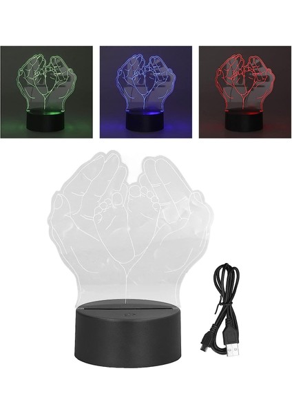 3D Gece Lambası 3D Eller ve Ayaklar Gece Lambası 7 Renk Dokunmatik Kontrol LED Çocuk Odası Gece Lambası USB ile Veya Akü ile Çalışma Başucu Lambası Için (Yurt Dışından)