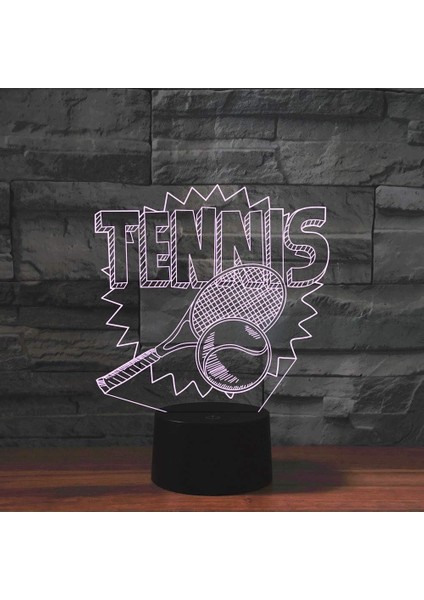 3D Tenis Uzaktan Kumanda 16 Renk Gece Işıkları Illusion Akrilik LED Masa Başucu Lambası (Yurt Dışından)