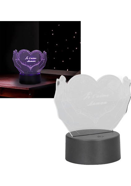 3D Gece Lambası, El ve Kalp Şekli 3D Işık Canlı 7 Renk Akrilik USB Powered Dokunmatik Anahtar Ofis Için Oturma Odası Için (Yurt Dışından)