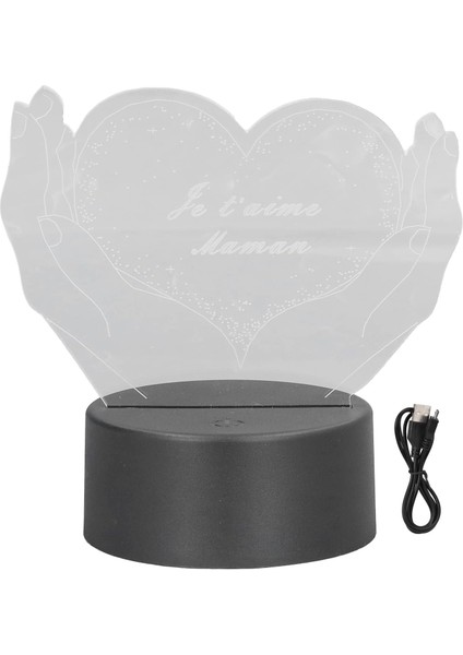 3D Gece Lambası, El ve Kalp Şekli 3D Işık Canlı 7 Renk Akrilik USB Powered Dokunmatik Anahtar Ofis Için Oturma Odası Için (Yurt Dışından)