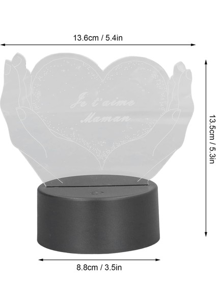 3D Gece Lambası, El ve Kalp Şekli 3D Işık Canlı 7 Renk Akrilik USB Powered Dokunmatik Anahtar Ofis Için Oturma Odası Için (Yurt Dışından)
