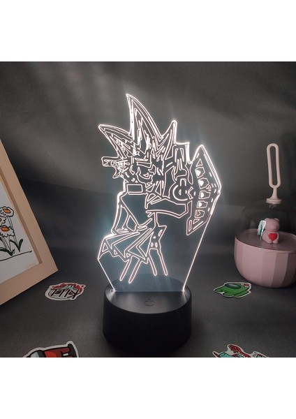 Yu Gi Oh Anime 3D Erkek Için Gece Lambası 16 Renk Kız Odası Dekoru Illusion LED Lamba USB Manga Yu Gi Oh Şekil Uygun Çocuk Hayranları Noel Hediyeleri (Siyah Lamba) (Yurt Dışından)