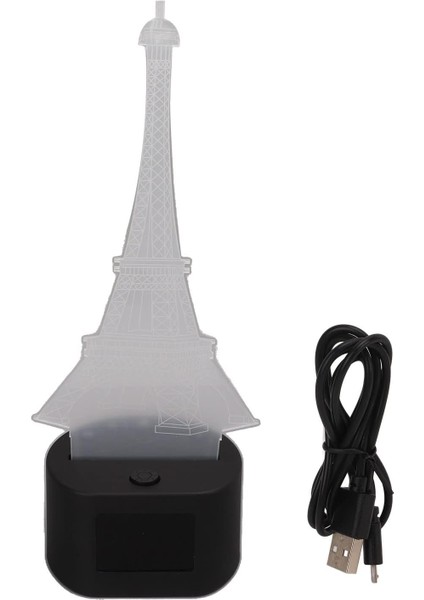 Eyfel Kulesi Gece Lambası, 3D LED Akrilik Gece Lambası 7 Renk Değiştirme Dim LED Lamba ile Saat Çocuklar Erkek Kız Hediye Için (Yurt Dışından)