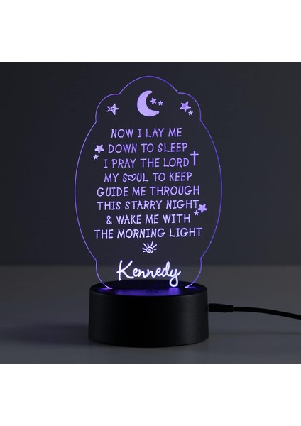 My Soul To Keep Yatma Vakti Namazı Çok Renkli LED Gece Lambası, Akrilik Tasarım Ekleme Üzerine Özel Isim Lazer Kazınmış | Temel Projeler 7 Rgb Renk | USB Güç Kablosu Içerir, 5,5x8, (Yurt Dışından)