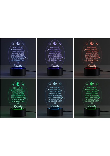 My Soul To Keep Yatma Vakti Namazı Çok Renkli LED Gece Lambası, Akrilik Tasarım Ekleme Üzerine Özel Isim Lazer Kazınmış | Temel Projeler 7 Rgb Renk | USB Güç Kablosu Içerir, 5,5x8, (Yurt Dışından) modelleri