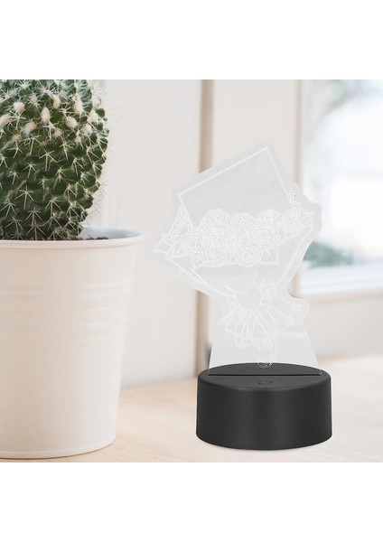 Gece Lambası, Dokunmatik Kontrol 3D Gece Lambası Eşsiz Tasarım 7 Renk Akülü USB Şarj 3D Yatak Odası Başucu Için Gül Buketi Şekli (Yurt Dışından)