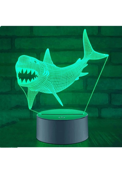 3D Köpekbalığı Balığı Gece Lambası Illusion Gece Lambası 7 Renk Değiştirme Dokunmatik Anahtar Masa Masa Dekorasyon Lambaları Hediye Akrilik Düz Abs Taban USB Kablosu Oyuncak (Yurt Dışından) fiyatları