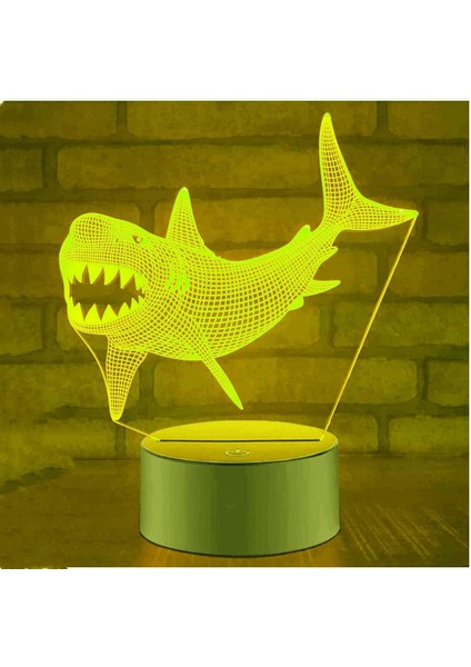 3D Köpekbalığı Balığı Gece Lambası Illusion Gece Lambası 7 Renk Değiştirme Dokunmatik Anahtar Masa Masa Dekorasyon Lambaları Hediye Akrilik Düz Abs Taban USB Kablosu Oyuncak (Yurt Dışından) modelleri