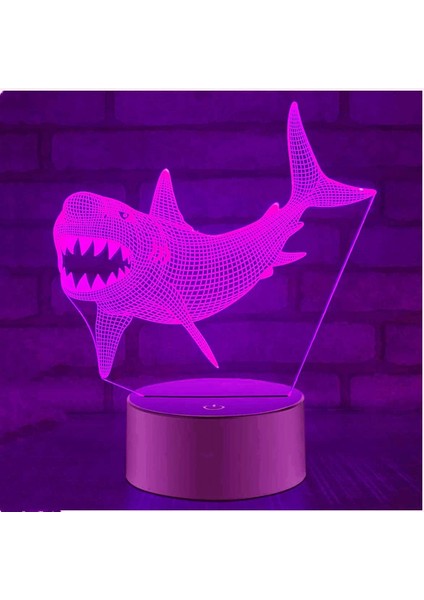3D Köpekbalığı Balığı Gece Lambası Illusion Gece Lambası 7 Renk Değiştirme Dokunmatik Anahtar Masa Masa Dekorasyon Lambaları Hediye Akrilik Düz Abs Taban USB Kablosu Oyuncak (Yurt Dışından) fırsatları