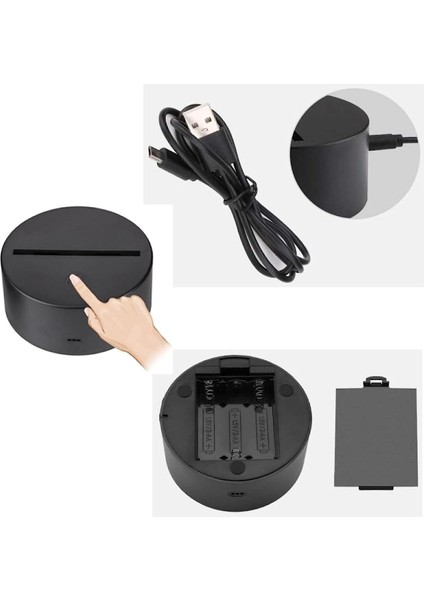 3D Optik Lamba Illüzyon Gece Lambası Ay I Mood Işık 7 Renk Değiştiren Akrilik LED Gece Lambası USB Kabloları Yatak Odası Masa Dekorasyonu Çocuk Lambaları Kayın Taban: Renkli Dokunu (Yurt Dışından)