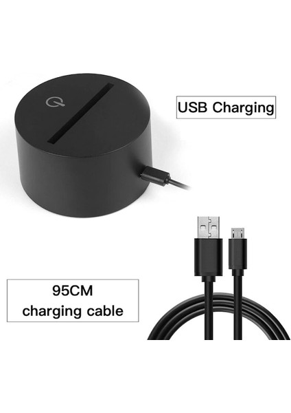 3D Optik Lamba Illüzyon Gece Lambası Ay I Mood Işık 7 Renk Değiştiren Akrilik LED Gece Lambası USB Kabloları Yatak Odası Masa Dekorasyonu Çocuk Lambaları Kayın Taban: Renkli Dokunu (Yurt Dışından)