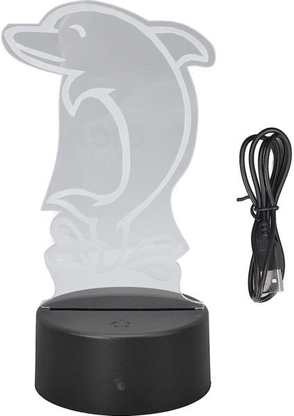 3D Gece Lambası Dokunmatik Kontrol 7 Renk Benzersiz 3D Yunus Şekli USB Şarj Edilebilir Pille Çalışan Gece Lambası Enerji Tasarrufu (Yurt Dışından)