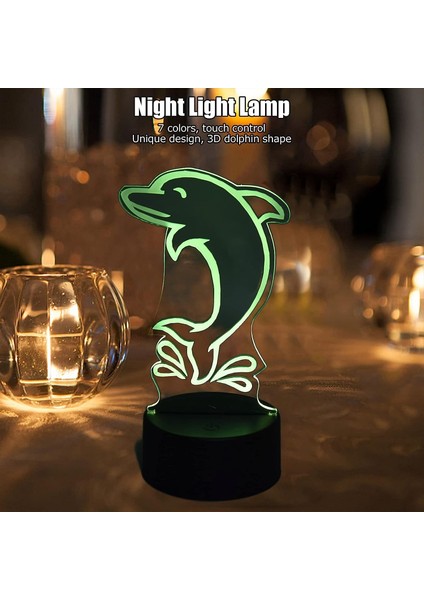 3D Gece Lambası Dokunmatik Kontrol 7 Renk Benzersiz 3D Yunus Şekli USB Şarj Edilebilir Pille Çalışan Gece Lambası Enerji Tasarrufu (Yurt Dışından) fırsatları