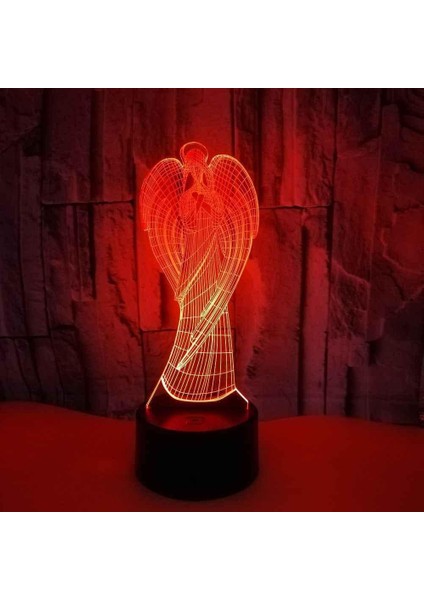 3D Melek Desen Gece Lambası LED Illusion Lamba 16 Renk Değişimi Dokunmatik Uzaktan Kumanda USB Masa Hediye Çocuk Oyuncakları Yatak Odası Dekor Süslemeleri Doğum Günü Noel Tatil Hed (Yurt Dışından)