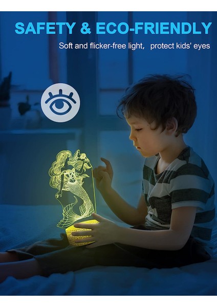 Çocuklar Için Deniz Kızı Gece Lambası, 3D Gece Lambası, Uzaktan Kumanda ile 16 Renk Değiştirme, Oda Dekoru, Çocuklar Için Hediyeler Kız Erkek (Yurt Dışından) fiyatları