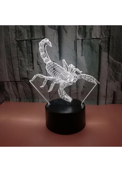 Akrep Desen, 3D Illüzyon Lambası, 3D Gece Lambası 3D LED Yenilik Doğum Günü Tatil Işığı Hediye Dokunmatik Uzaktan Kumanda Oyuncak (Yurt Dışından)